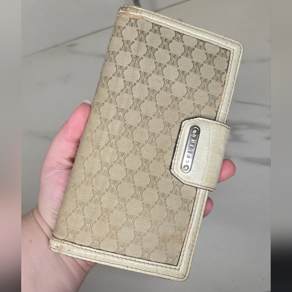 Celine Vintage Macadam Triomphe Canvas Leather  Long Continental Wallet - Picture 7 of 11